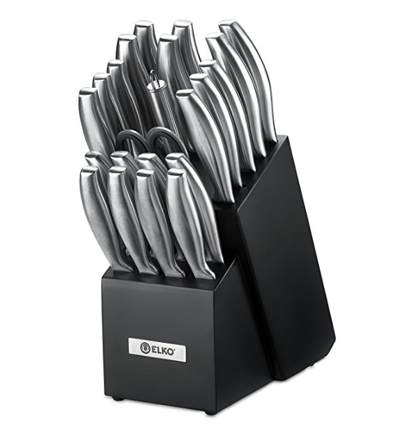 23 Piece SS Ronco Knife set in black cutlery block - household